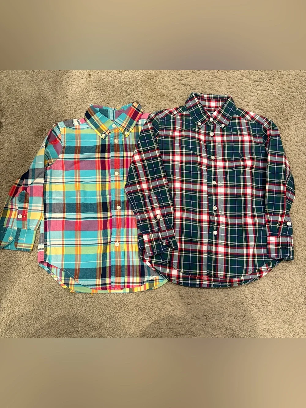 Polo Ralph Lauren Plaid Long Sleeve Button Up Dress Shirts Toddler Boys Sz 3T/4T